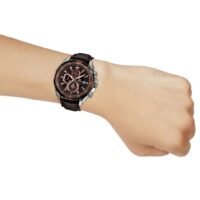 ساعة بنى كاسيو اديفيس رجالية جلد كرونوغراف