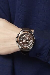 ساعة بنى كاسيو اديفيس رجالية جلد كرونوغراف