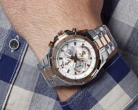 ساعة كاسيو اديفيس رجالية معدن فضى و نحاسى كرونوغراف