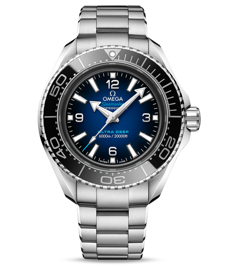 Omega Seamaster Planet Ocean 6000M Co Axial Master Chronometer Blue Dial Silver Steel Strap Watch for Men - 21530462103001